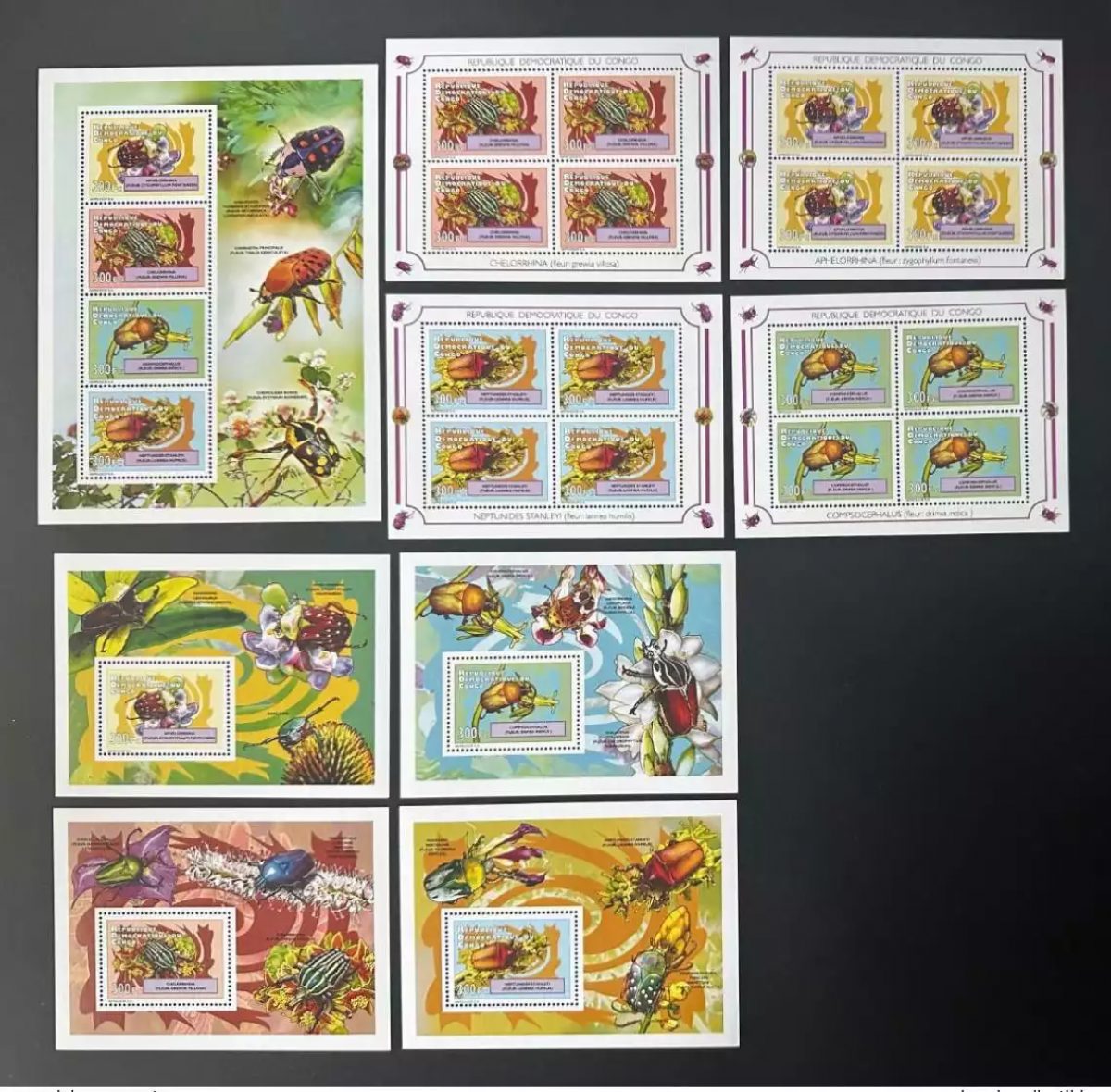 Congo  2012 Mi. 2064 - 2067 Bl. 406 - 409 Insectes fleurs Insects flowers Blumen
