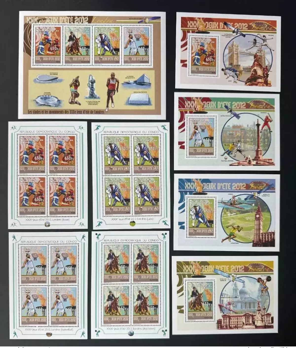 Congo 2012 Mi. 2096 - 2099 Bl. 438 - 431 Jeux Olympiques Londres Judo Basketball
