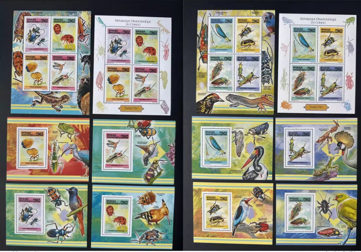 Congo 2012 Mi. 2215 - 2222 Bl. 557 - 564 Insectes Insectes faune Oiseaux Birds