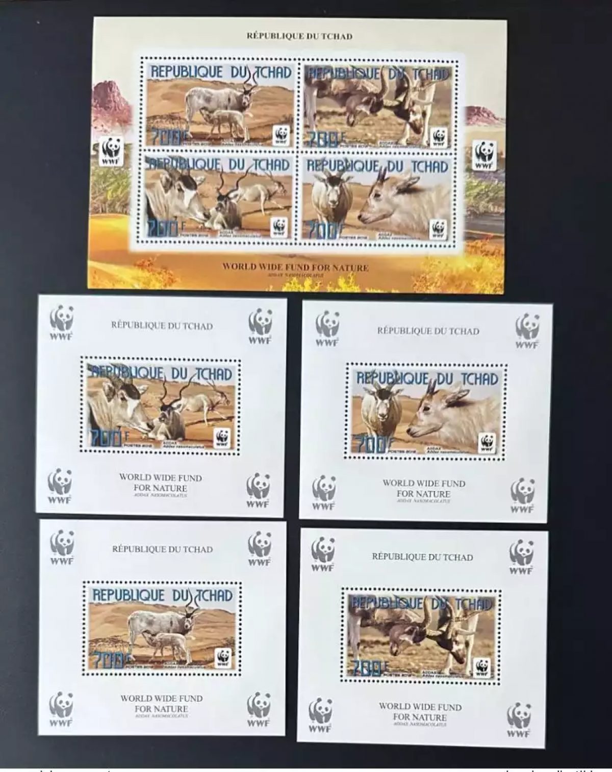Tchad Chad Tschad 2012 Mi. 2575 - 2578 Bl. 461 - 464 WWF Faune Fauna Addax Panda