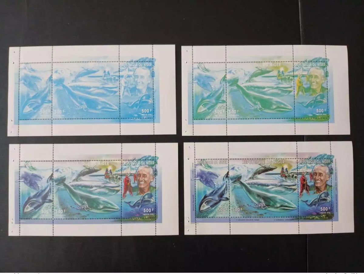 Niger 1998 Mi. 1620 - 1622 essais couleur Cousteau Baleine Whale faune marine