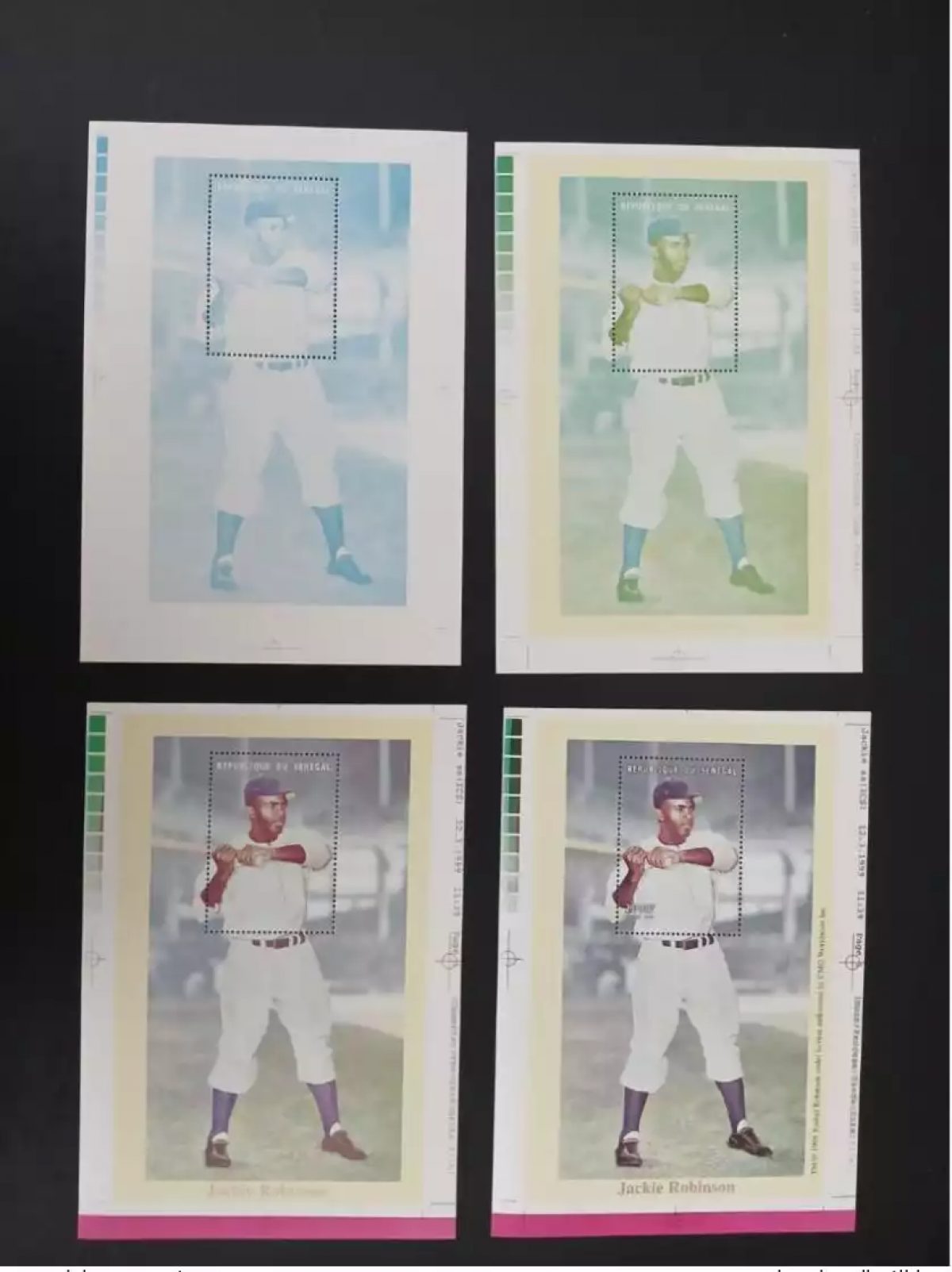 Sénégal 1999 Mi. Bl. 86 proofs essais couleur Jackie Robinson Base-ball Baseball