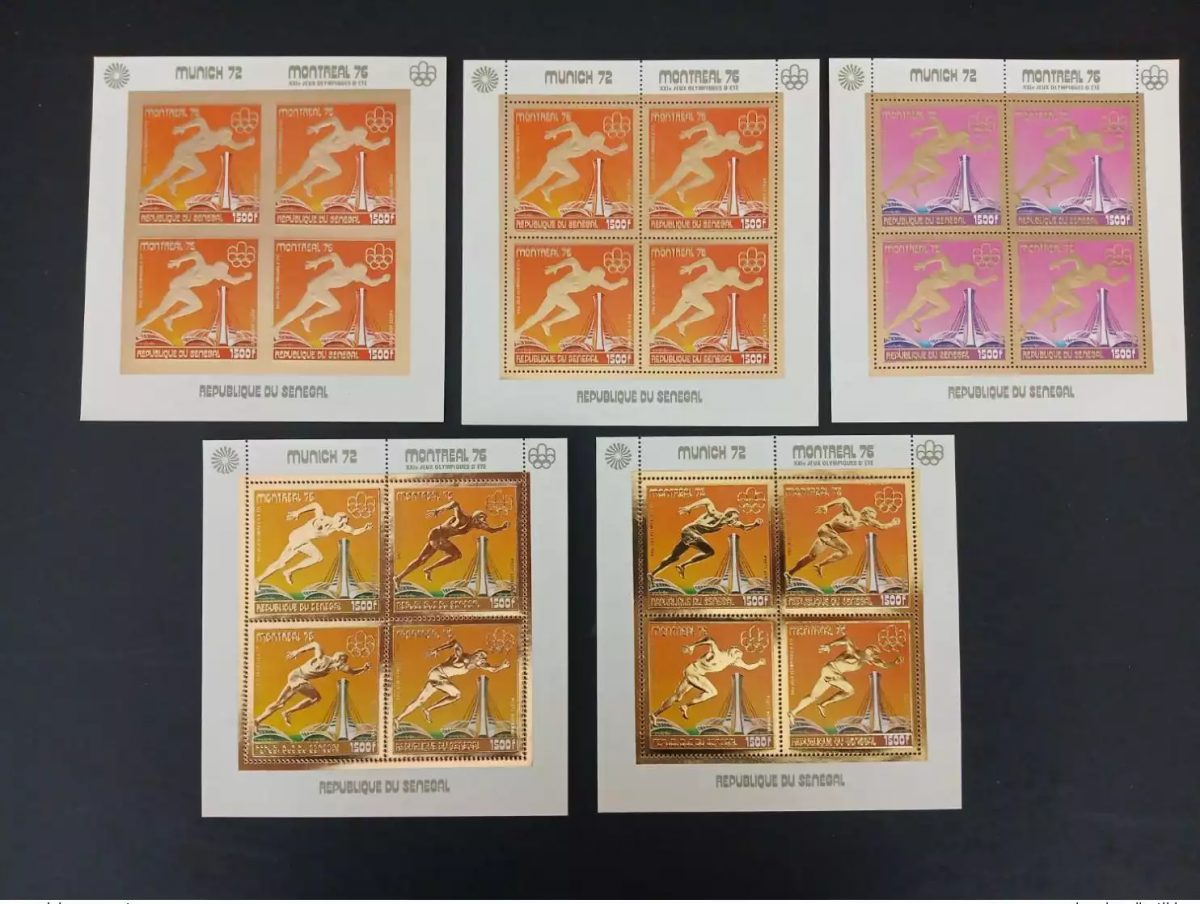 Sénégal 1976 Mi. 604 Klb. essais couleur Jeux Olympiques Olympic Montreal or