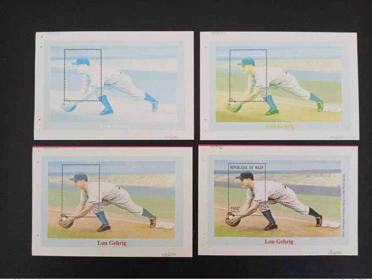 Niger 1999 Mi. Bl. 118 proofs essais couleur Lou Gehring Base-ball Baseball
