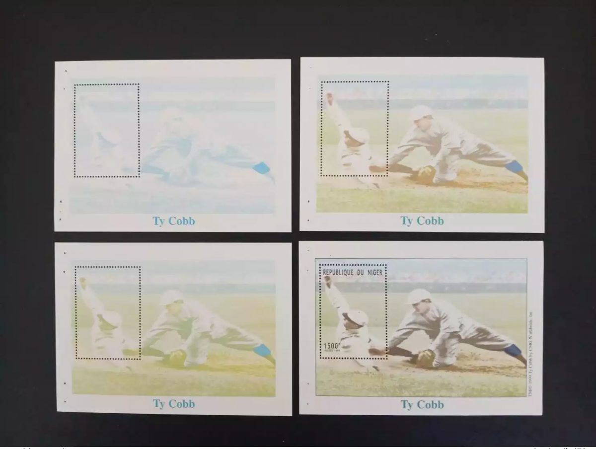 Niger 1999 Mi. Bl. 120 Color proofs essais couleur Ty Cobb Base-ball Baseball