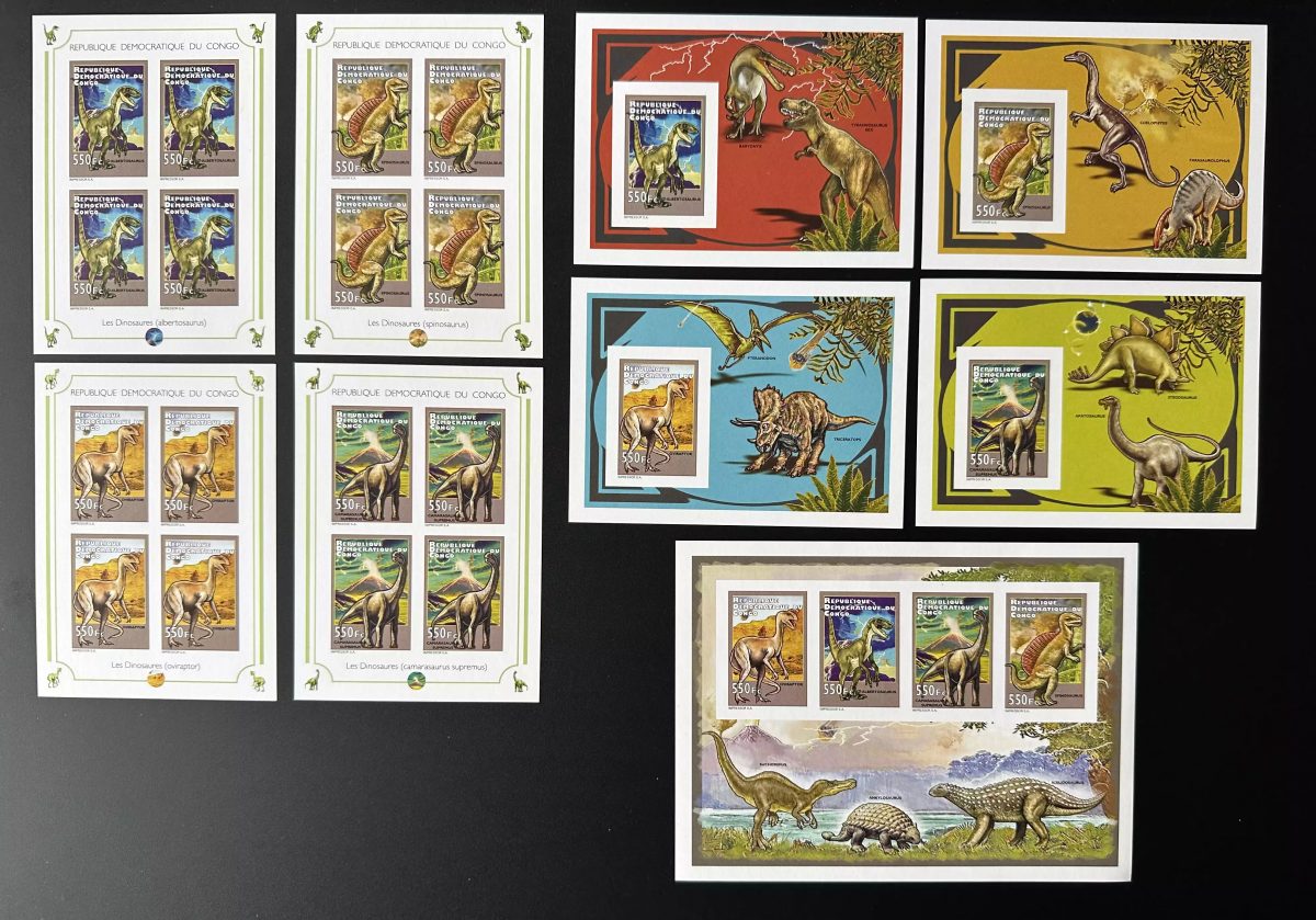 Congo Kinshasa 2012 Mi. 2084 - 2087 Bl. 426 - 429 ND Dinosaures Reptiles