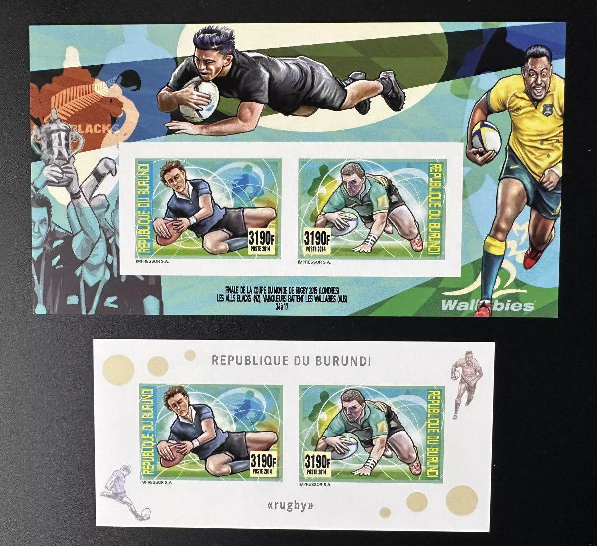 Burundi 2014/2015 Mi. 3487 - 3488 Bl. 508 509 IMPERF Rugby World Cup London
