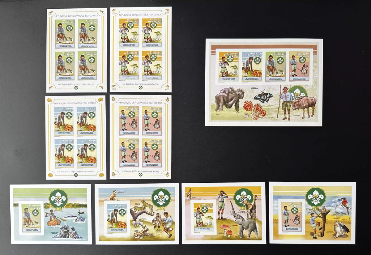 Congo Kinshasa 2012 Mi. 2072 - 2075 Bl. 414 - 417 ND Scouts Champignons