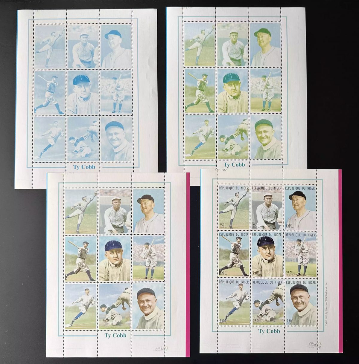Niger 1999 Mi. 1675 - 1683 Color proofs essais couleur Ty Cobb Baseball