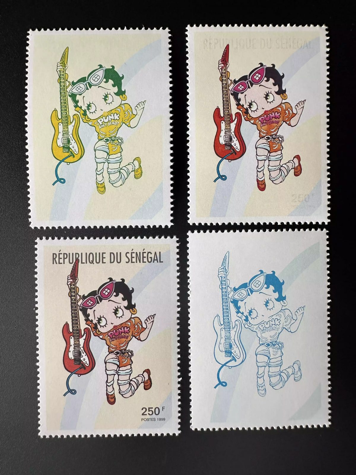 Sénégal 1999 Mi. 1842 essais couleur 250 F Betty Boop Musique Guitare