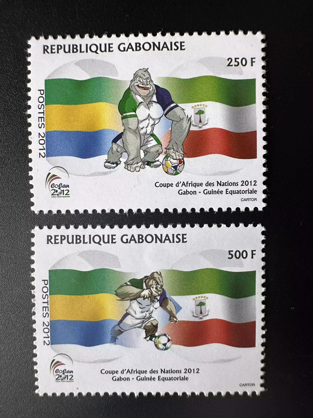 Gabun 2012 Mi. 1708-1709 Afrikanischer Nationen-Pokal Fußball Gorilla