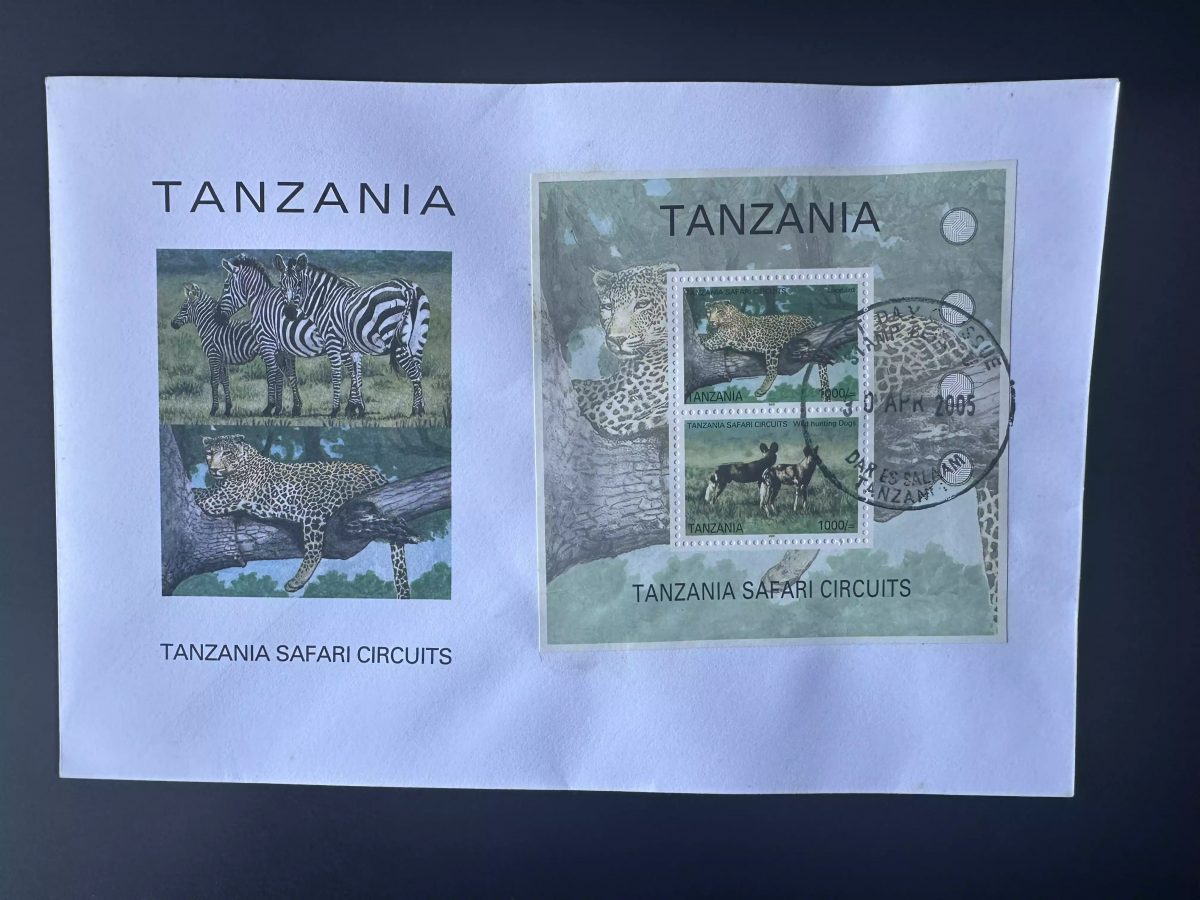 Tanzania 2005 Mi. Bl. 572 FDC 1st day Safari Circuits Leopard Wild dogs wildlife