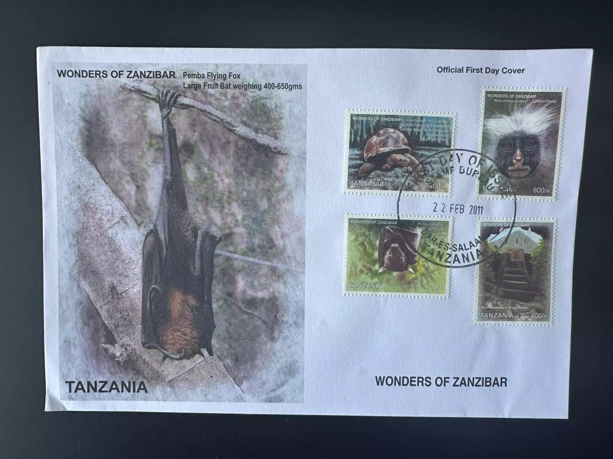 Tanzania 2011 Mi. 4806 - 4809 FDC 1er jour Zanzibar tortue singe chauve-souris