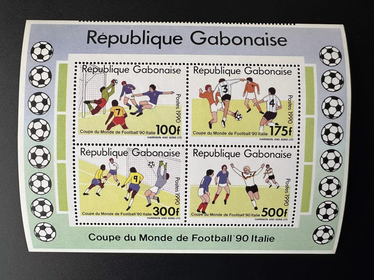 Gabon 1990 M/S Bl. Mi. A65 variété FIFA Coupe du Monde Italia Italie Football