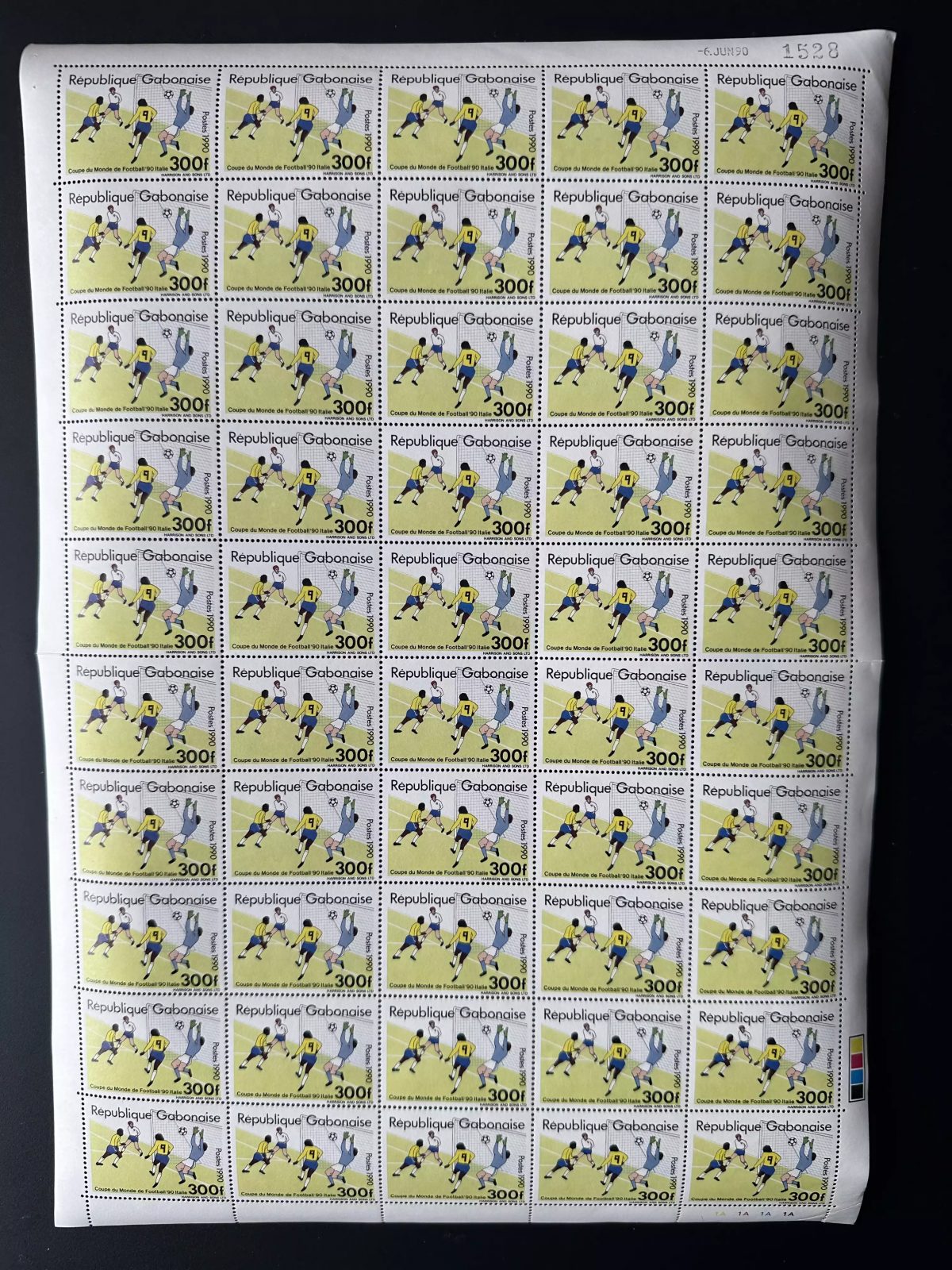 Gabon 1990 Mi. C 1063 300F planche FIFA Coupe du Monde Italia Italie Football