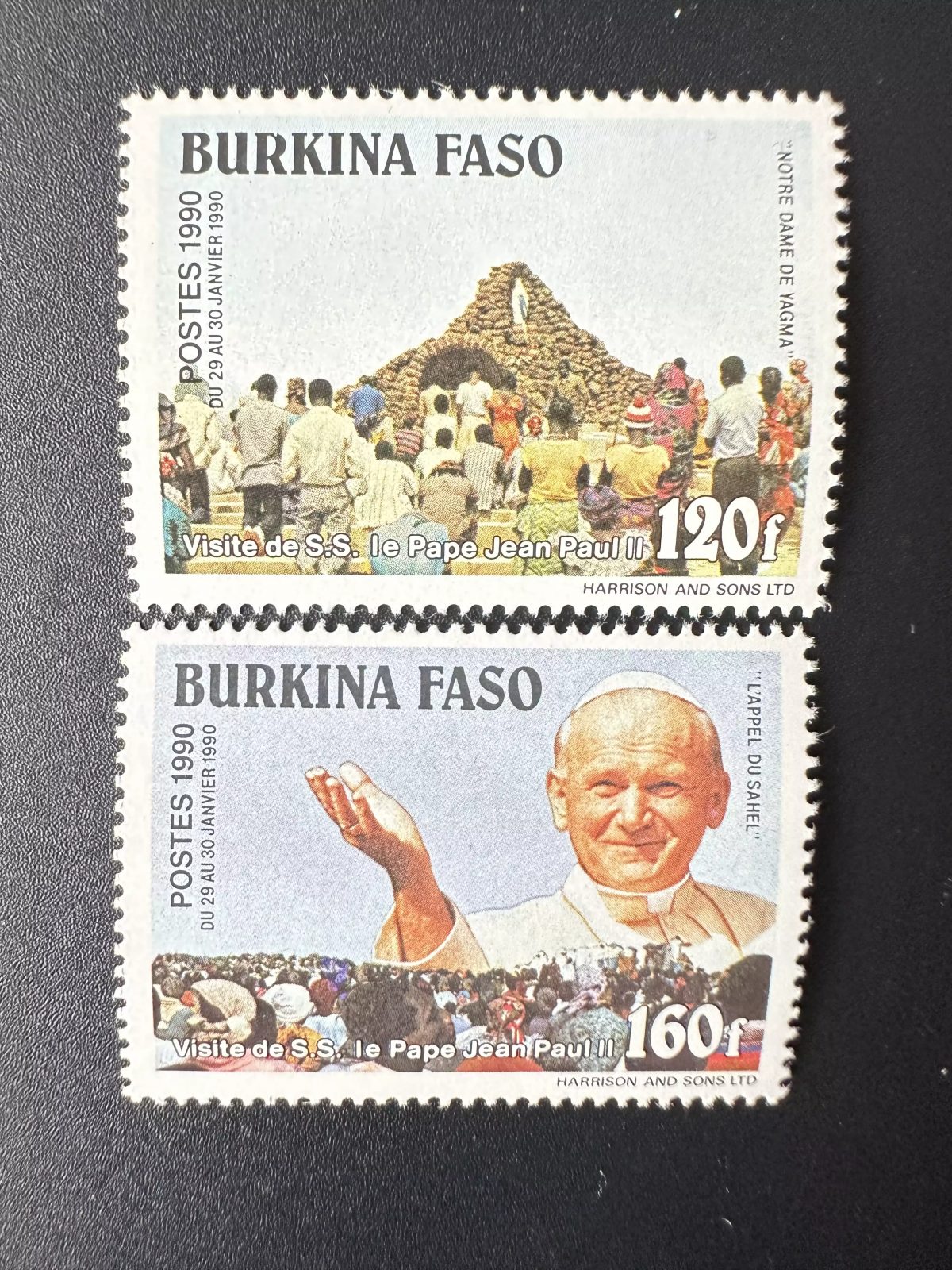 Burkina Faso 1990 Mi. 1222 - 1223 Pape Jean Paul II Pope Papst John Johannes