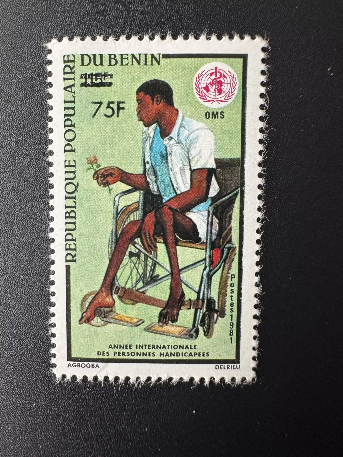 Benin 1984 Mi. 364 Surchargé Année handicapées OMS WHO Santé Health fleur flower