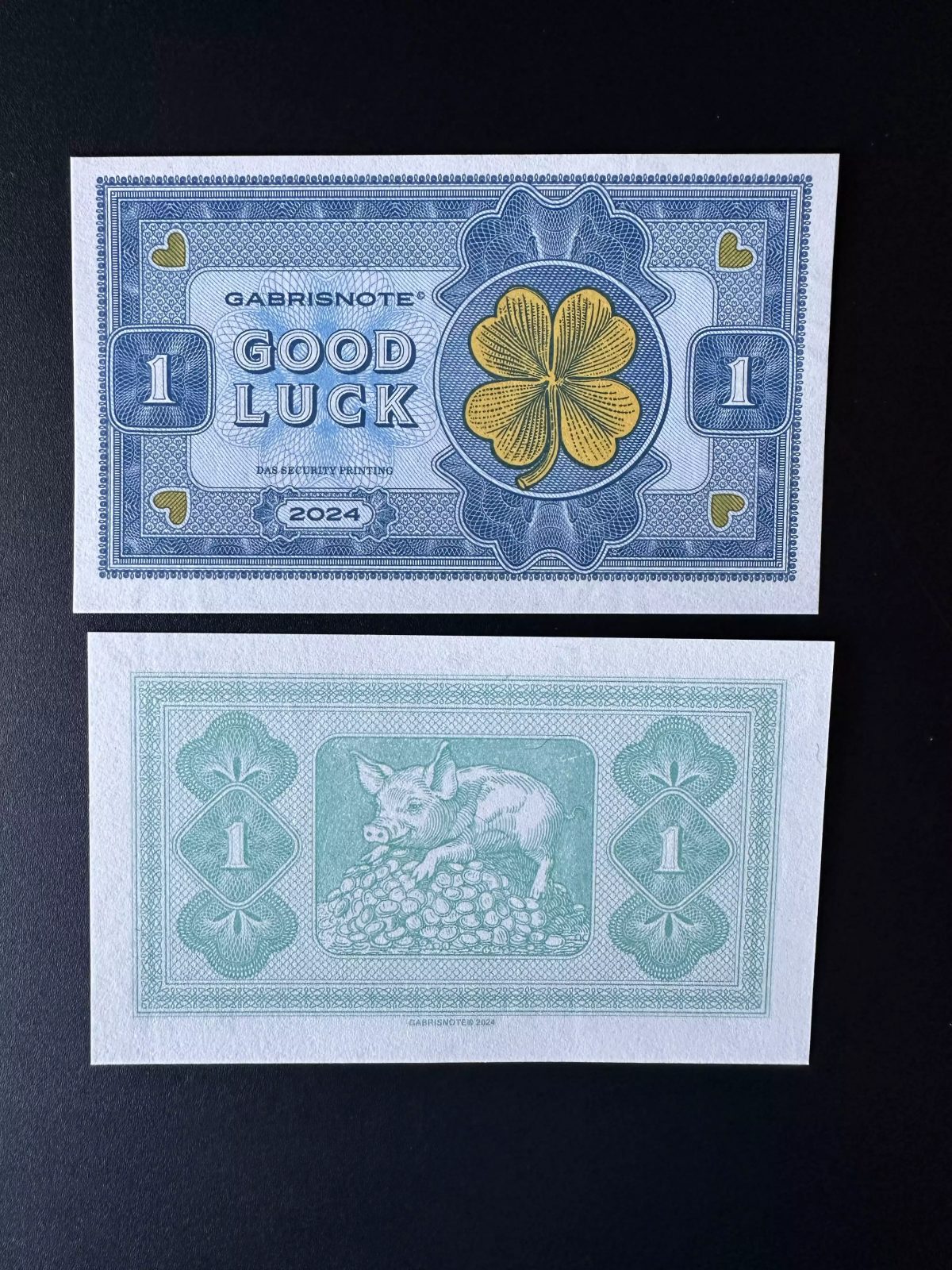 2024 Matej Gabris 1 Good Luck Pig Schwein UNC SPECIMEN ESSAY Limited edition