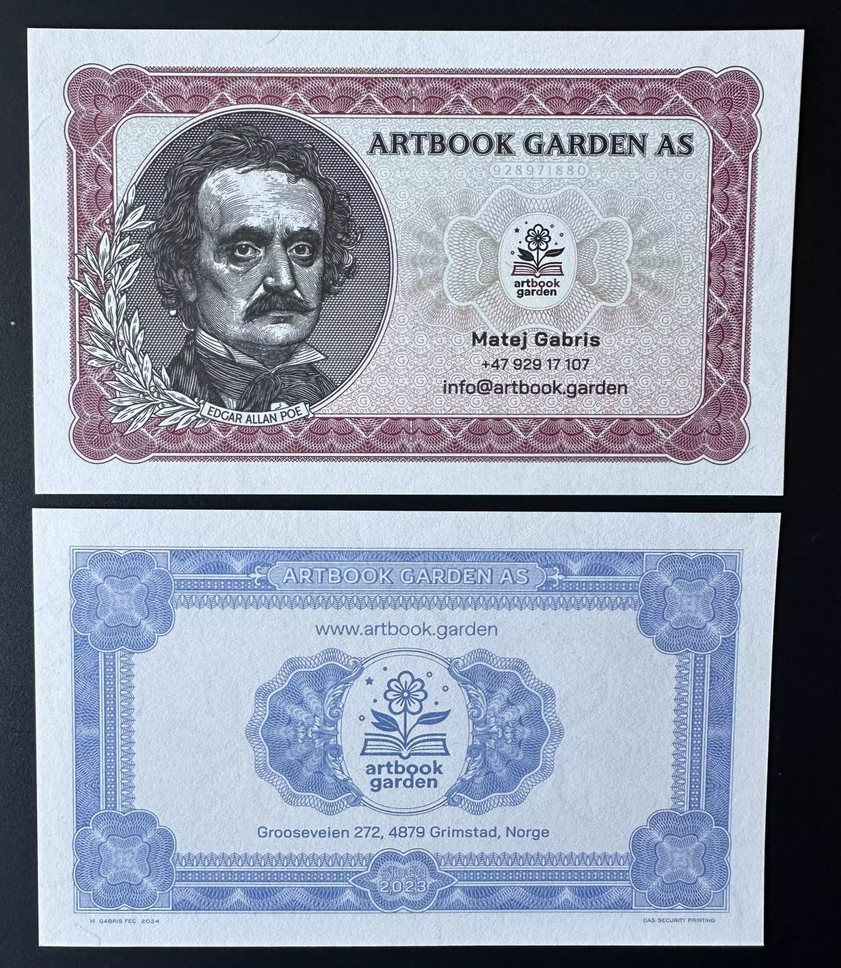 2023 / 2024 Matej Gabris Artbook Garden AS Edgar Allan Poe UNC SPECIMEN ESSAY