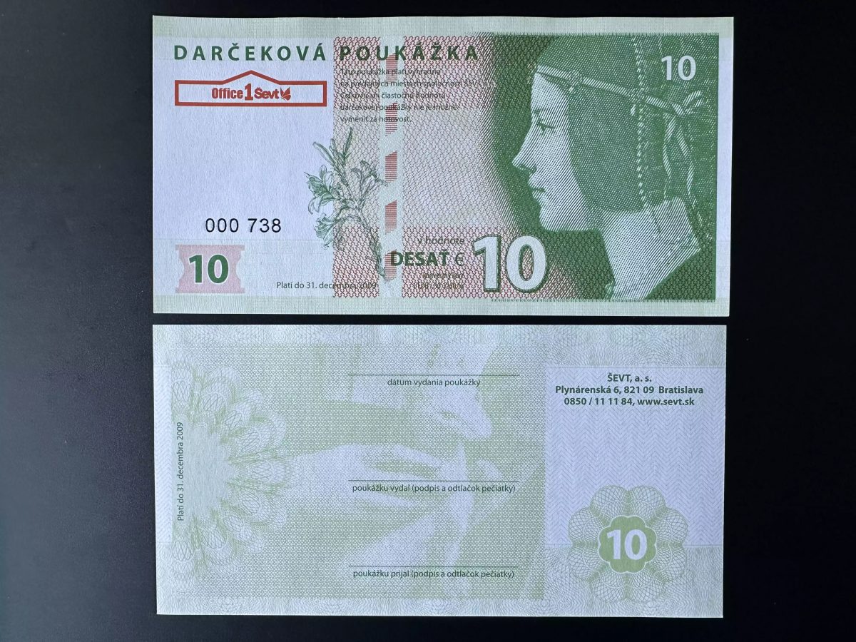 2009 Matej Gabris SEVT Geschenkgutschein 10€ UNC SPECIMEN ESSAY Limitiert