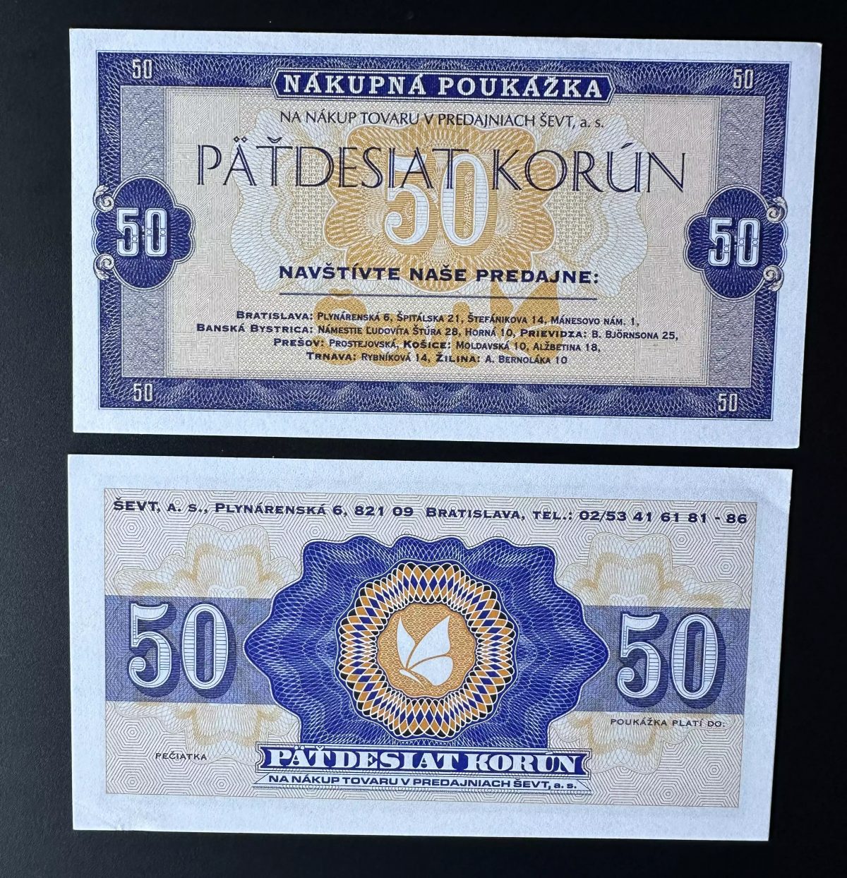 2019 Matej Gabris SEVT 50 Darcekova poukazka UNC SPECIMEN ESSAY Tirage limité
