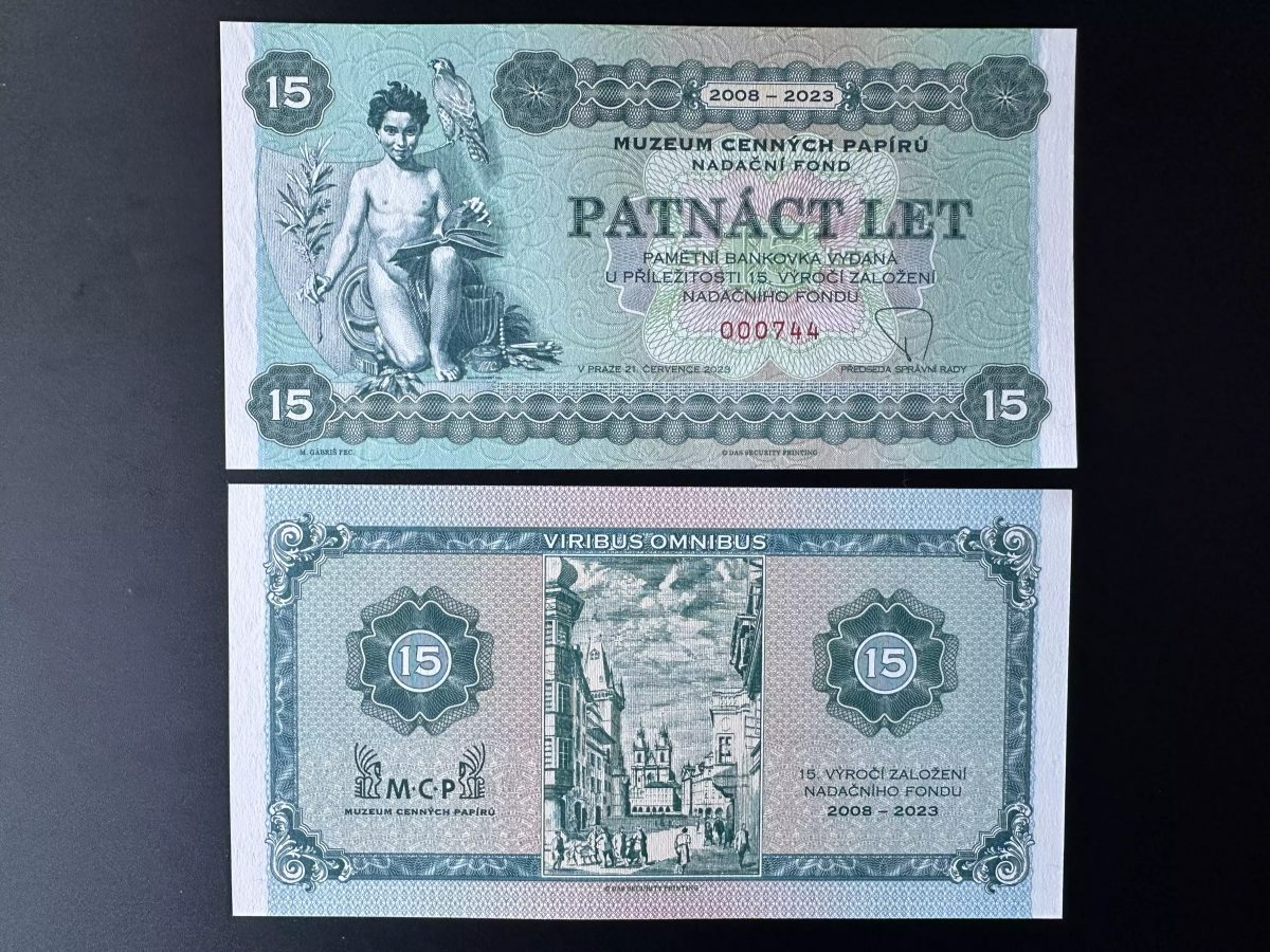 2023 Matej Gabris 15 MCP Muzeum Cennych Papiry Museum UNC SPECIMEN ESSAY