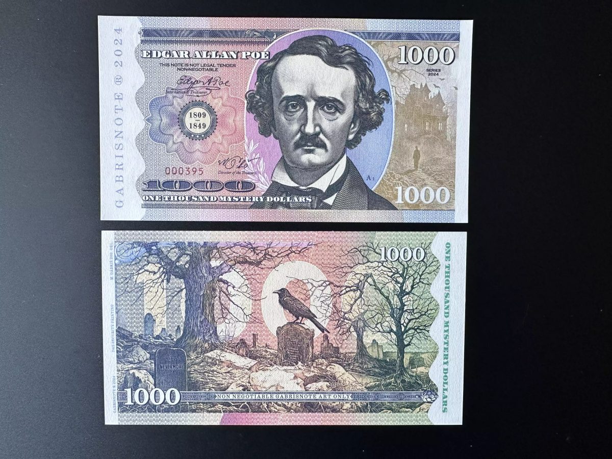 2024 Matej Gabris 1000 Mystery Dollars Edgar Allan Poe UNC SPECIMEN ESSAY