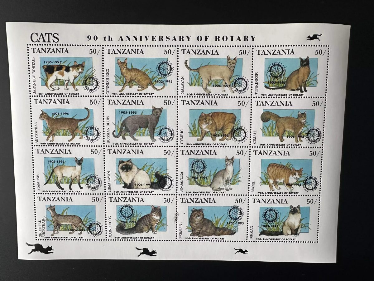 Tanzania 1996 Mi. 2562 - 2577 surchargé Rotary Club 1995 faune chat Katze cat