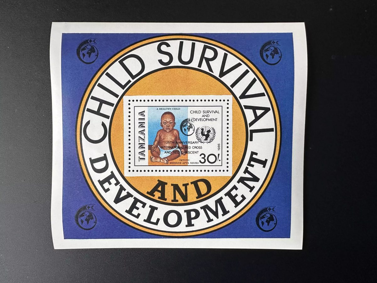 Tanzania 1988 Mi. Bl. 74 surchargé UNICEF Children Red Cross Croix Rouge Red