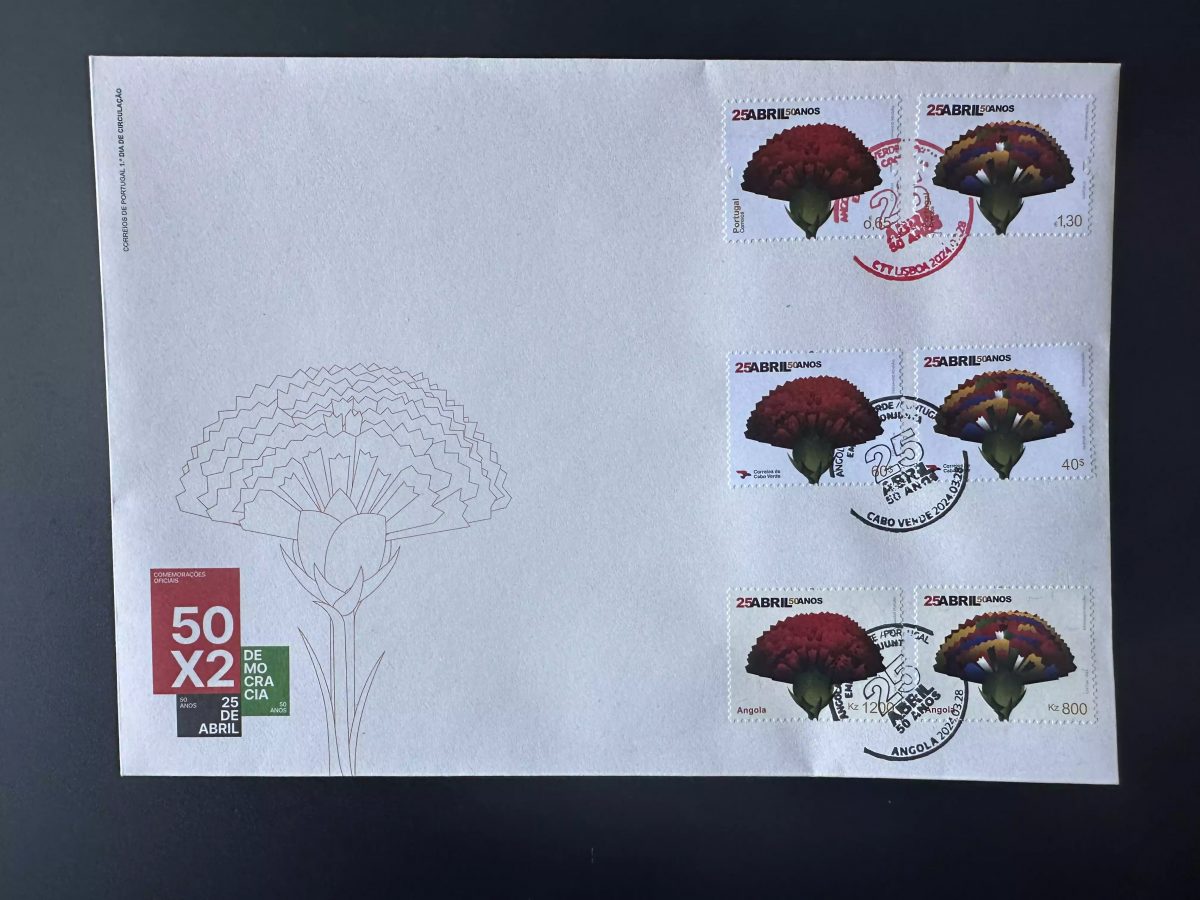 Portugal Angola Cabo Verde 2024 mixed FDC 25 Abril émission commune fleur (II)