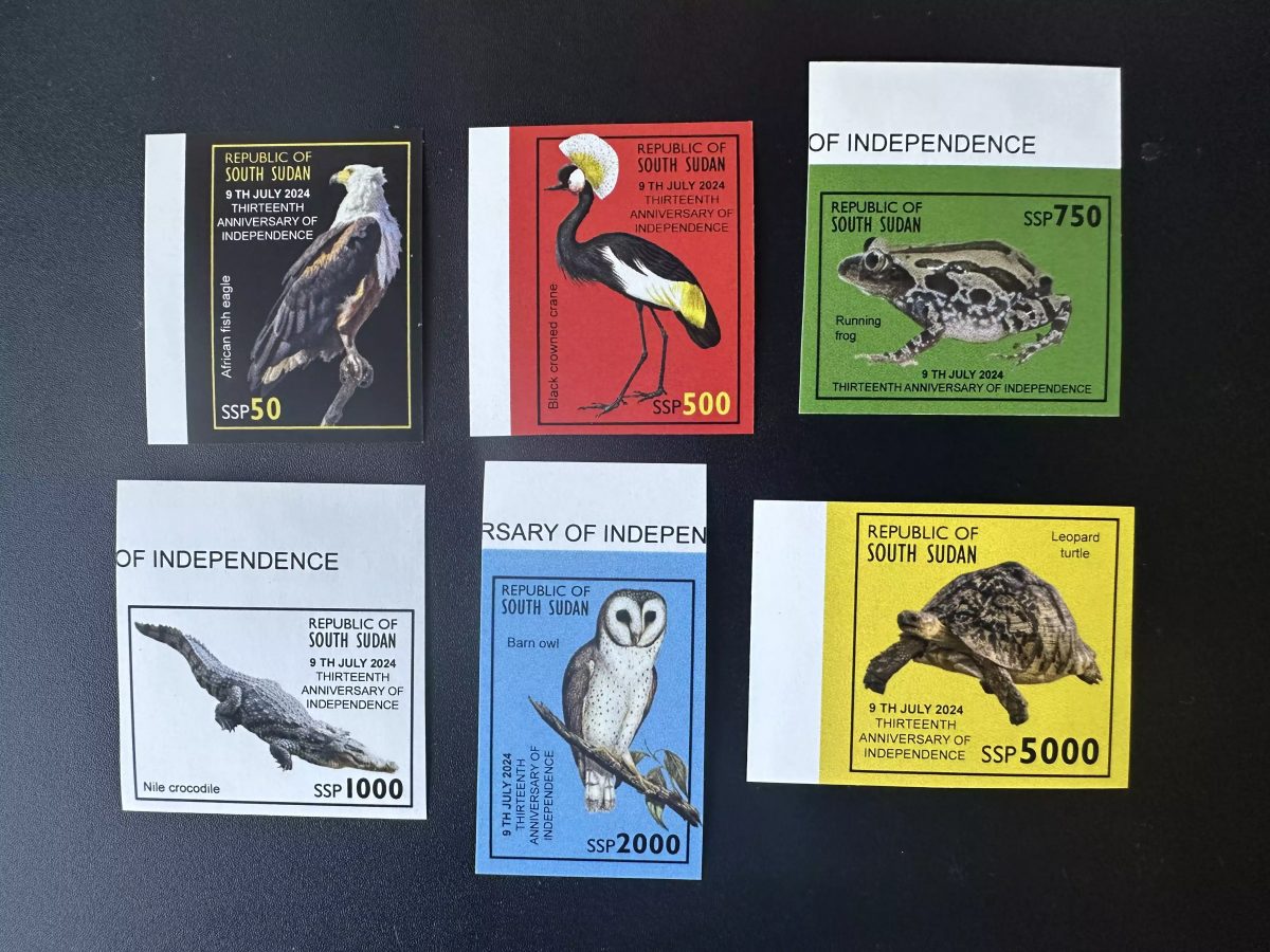 Südsudan 2024 Mi. 35-40 ND Fauna Raubvögel Frosch Eule Vögel