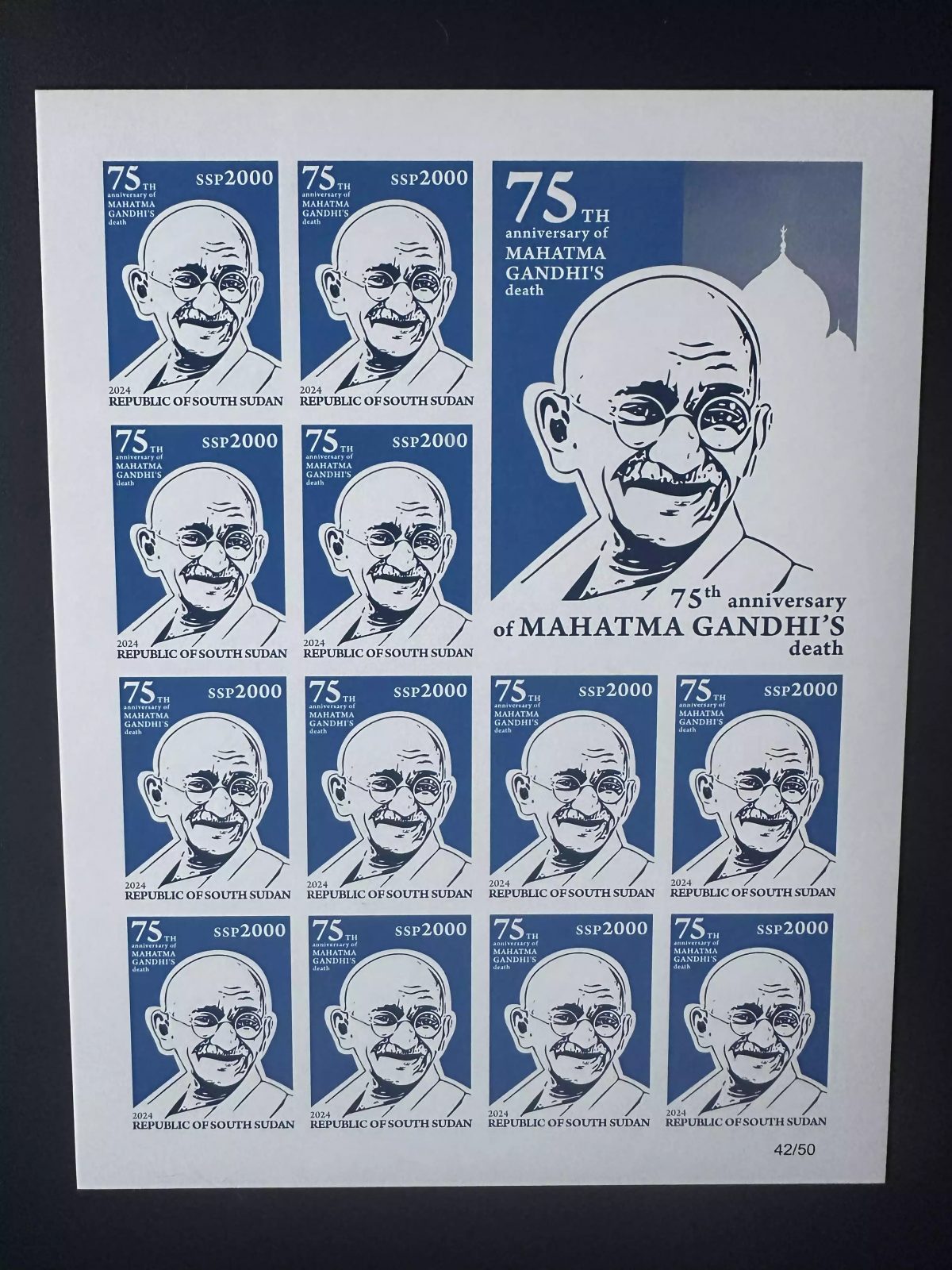 Sud-Soudan 2024 Mi. 33 ND Mohandas Mahatma Gandhi Inde India 2000 SSP feuillet