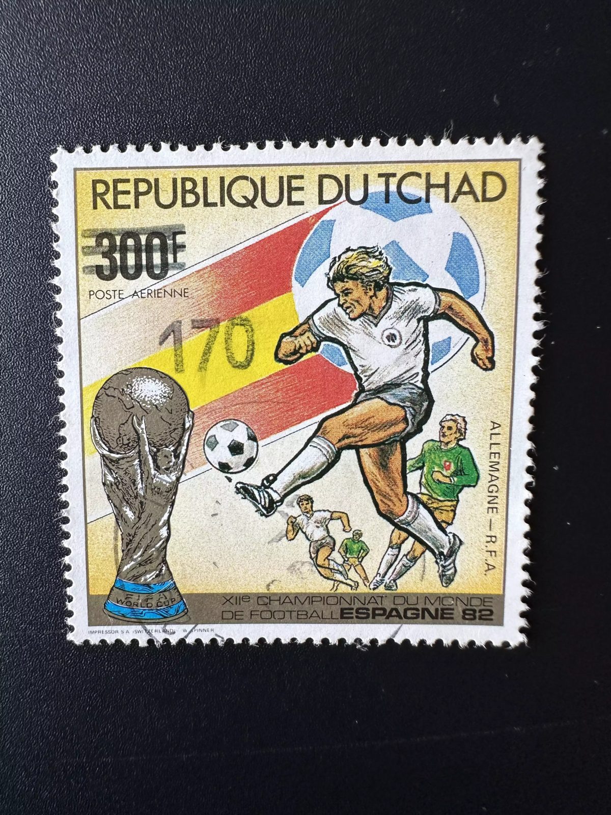 Tchad 1987 / 1988 Mi. 1148 oblitéré surchargé FIFA Football Espagne Coupe Monde