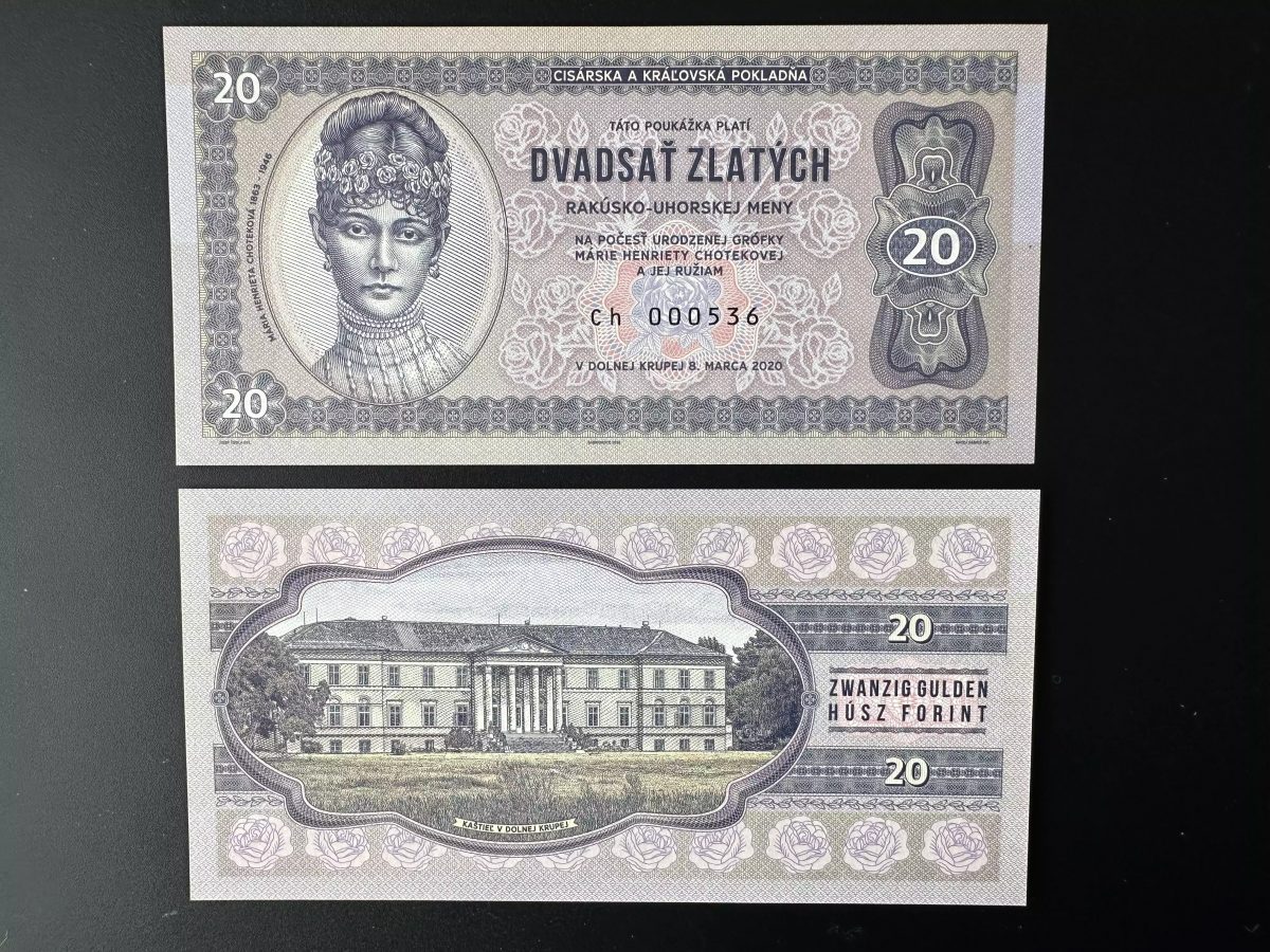 2020 Matej Gabris 20 Zlatysch Forint Ch Hungary Hongrie Chotekova UNC SPECIMEN