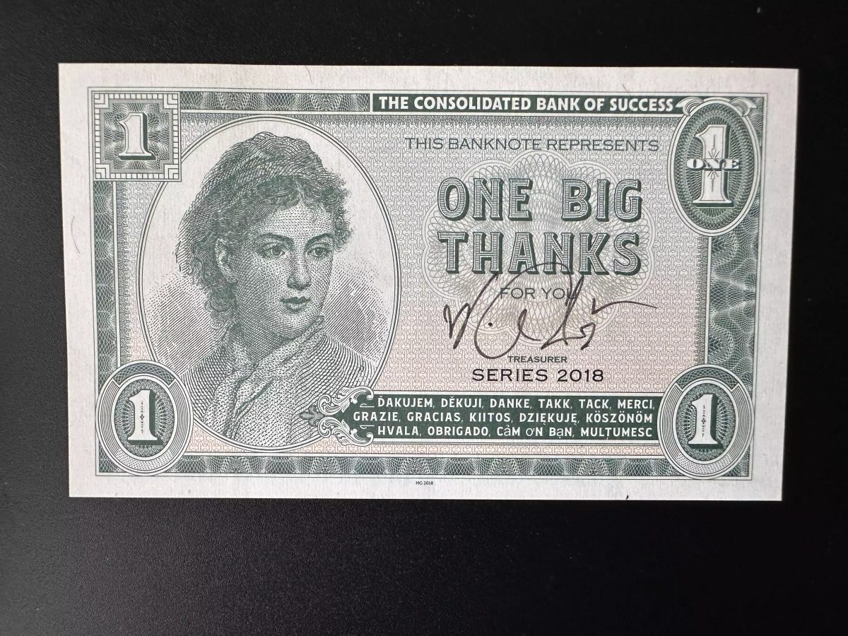 2018 Matej Gabris One Big Thanks Bank of Success UNC SPECIMEN ESSAY limitiert