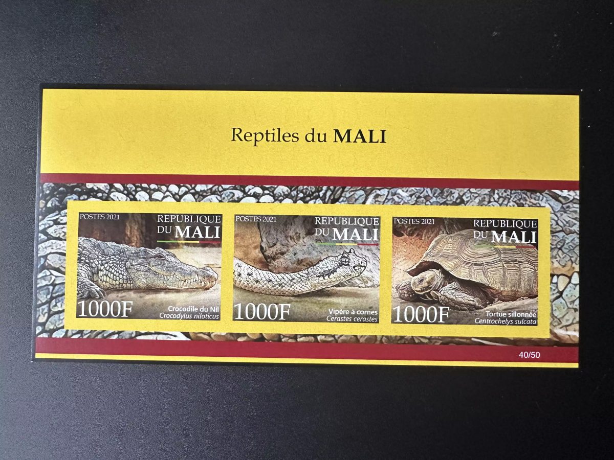 Mali 2021 Mi. ? Bl. ND Biodiversität Fauna Reptilien Schlange Schildkröte