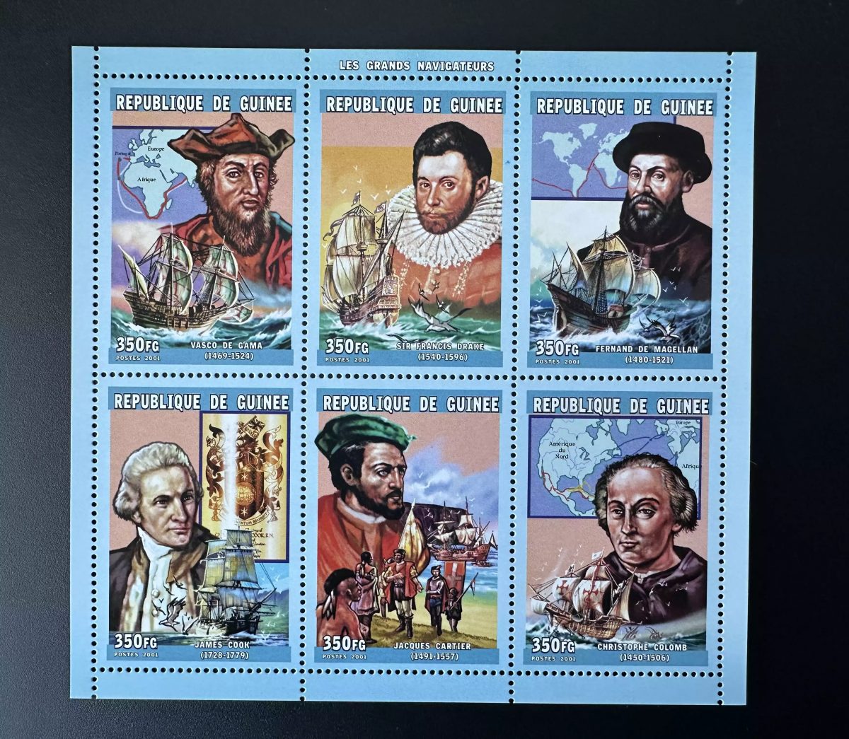 Guinea 2001 Mi. 3166-3171 Große Seefahrer Cartier Kolumbus Magellan