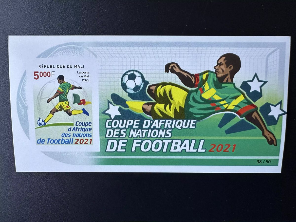Mali 2022 Mi. Bl. ? ND Coupe d'Afrique des Nations CAN Football 2021 drapeau