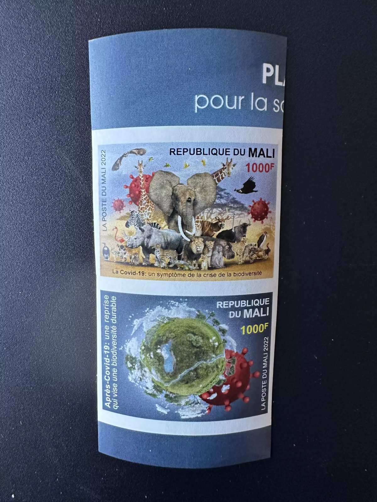 Mali 2022 Mi. ? ND Faune COVID-19 biodiversité oiseau éléphant singe girafe lion