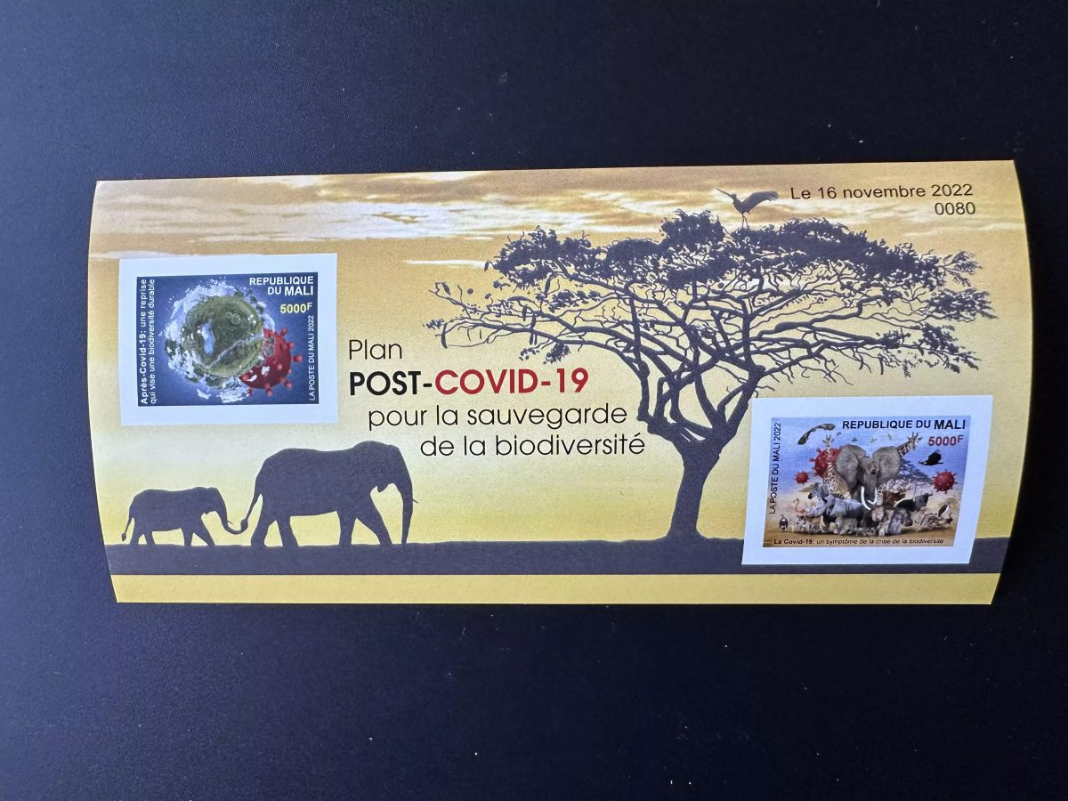 Mali 2022 Mi. Bl.? IMPERF Wildlife COVID-19 biodiversity bird monkey giraffe