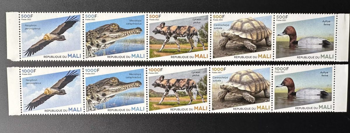Mali 2023 Mi. ? Faune menacée oiseau bird canard duck Tortue Crocodile rapace