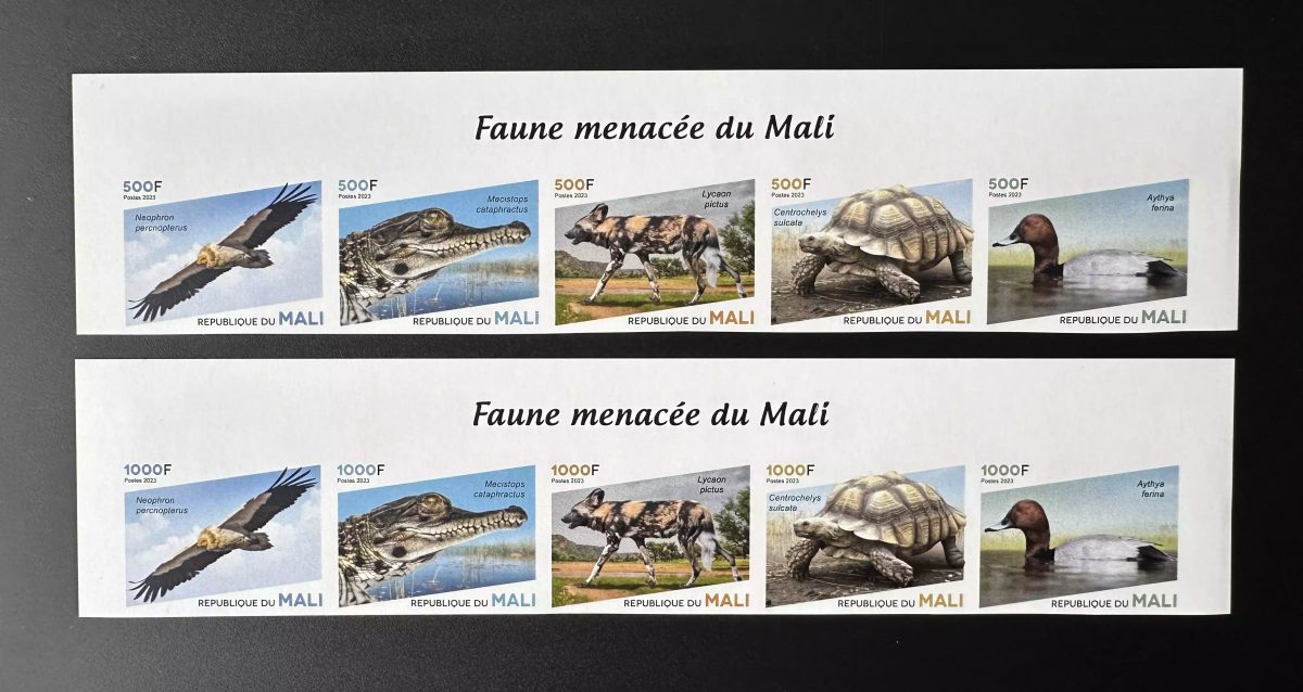 Mali 2023 ND Gefährdete Fauna Vogel Ente Schildkröte Krokodil Greifvogel