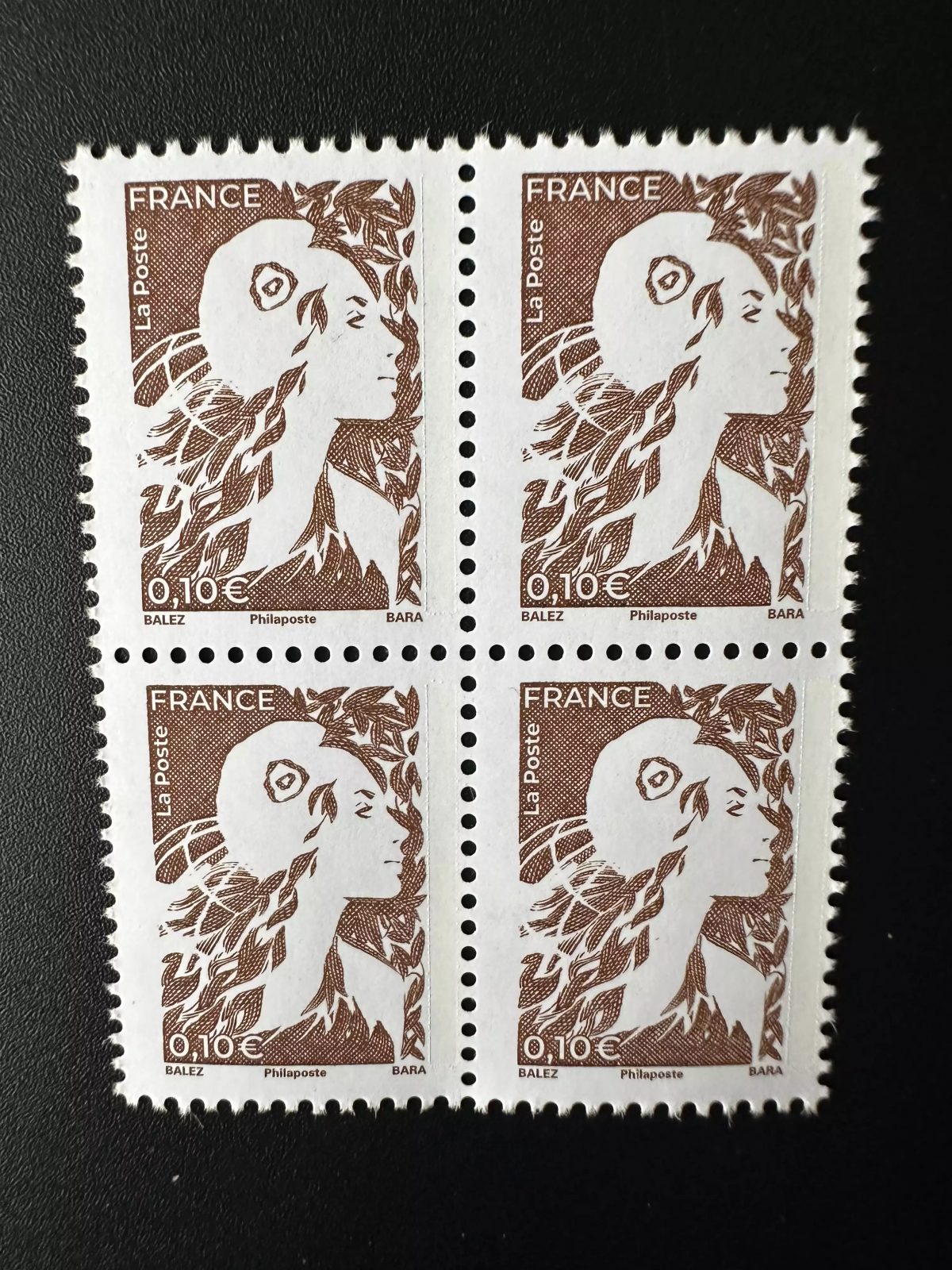 France 2025 block of 4 Marianne de l'Avenir board 0.10€ gummed