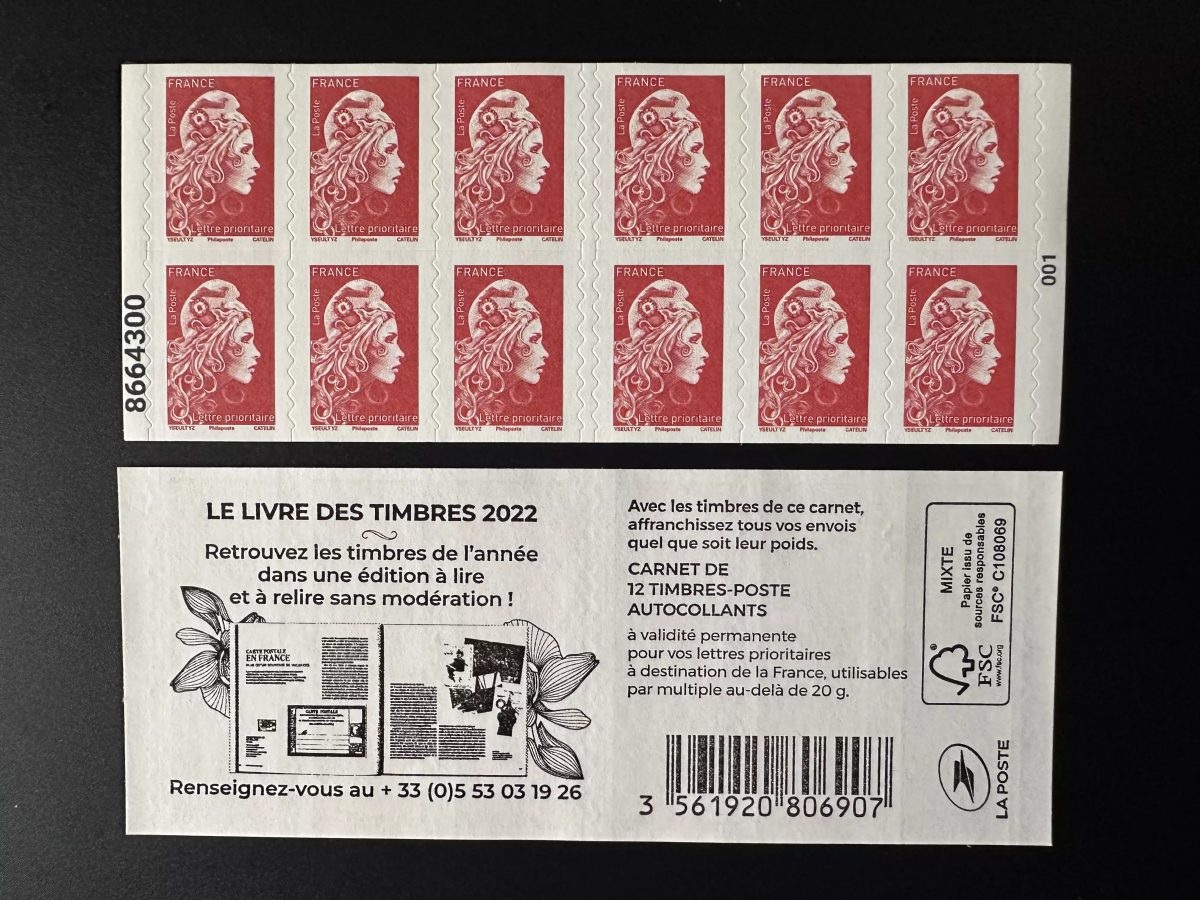 France 2022 YT 1599A-C14 Marianne l'Engagé Book of stamps the year adhesive