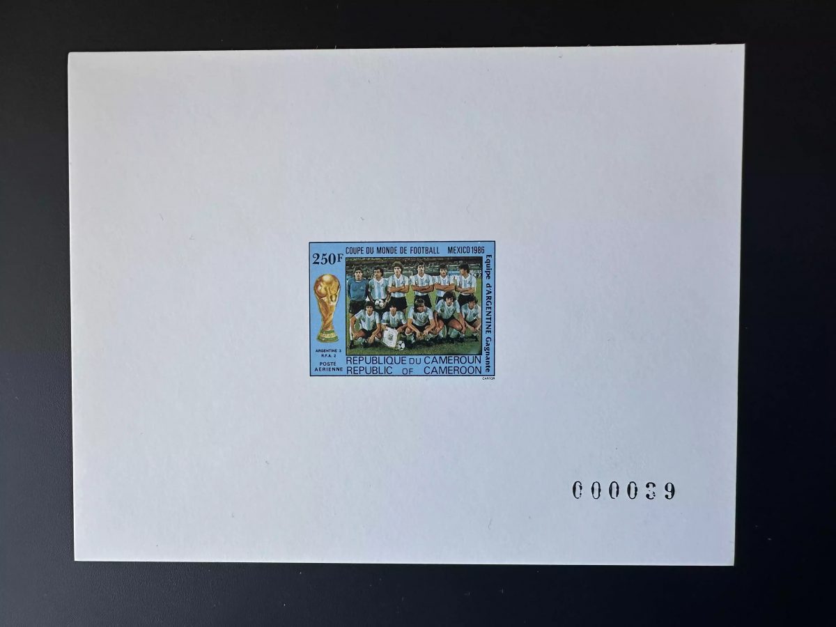 Cameroun 1986 Mi. 1130 Epreuve de luxe Coupe Monde Football FIFA Argentine