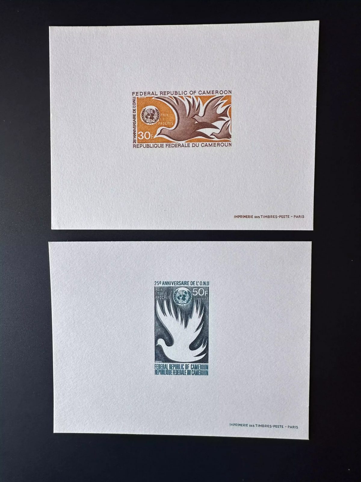 Cameroun 1970 Mi. 613 - 614 Epreuve Luxe  ONU UNO UN Nations Unies United