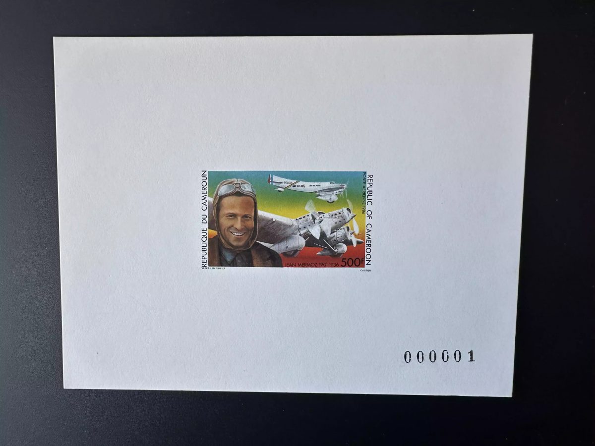 Cameroon 1986 Mi. 1138 Luxury Proof Jean Mermoz Plane Airplane Flugzeug