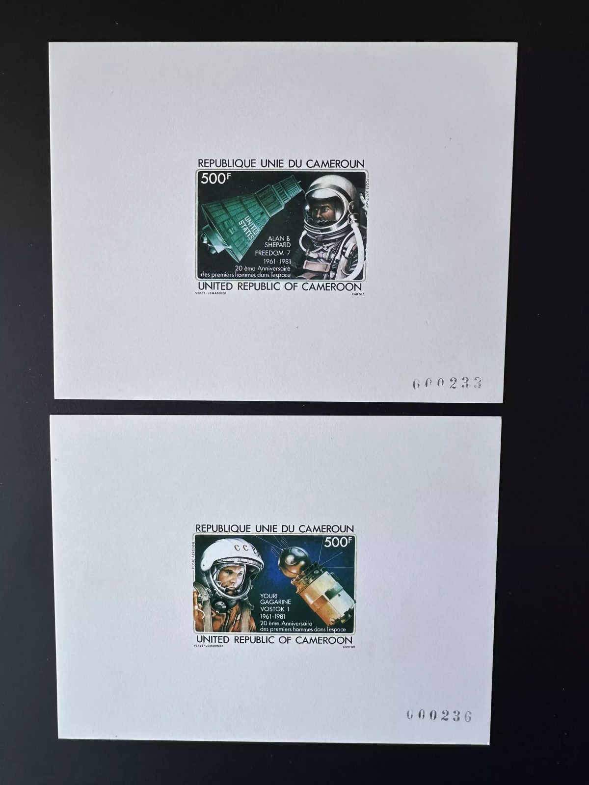Cameroon 1981 Mi. 957 - 958 Luxury event Espace Gagarine Gagarin Shepard