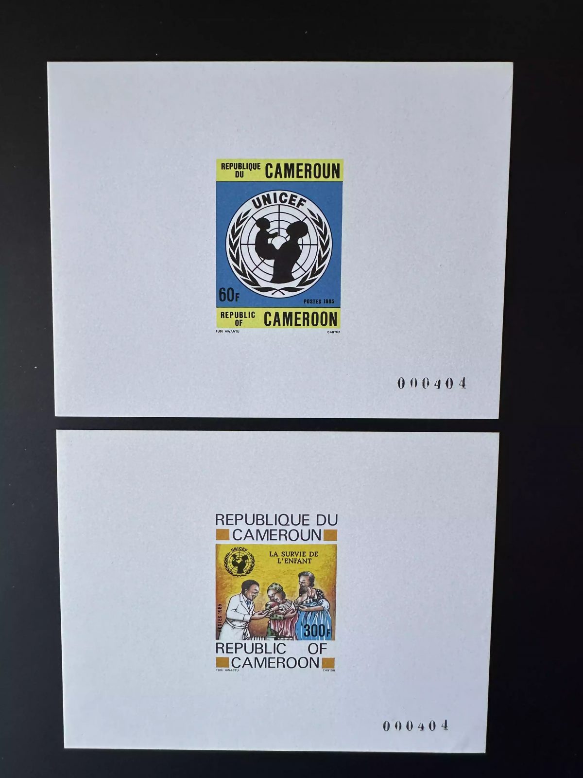 Cameroun Mi. 1083 - 1084 Epreuve De Luxe Proof UNICEF Survie de l'enfant Child
