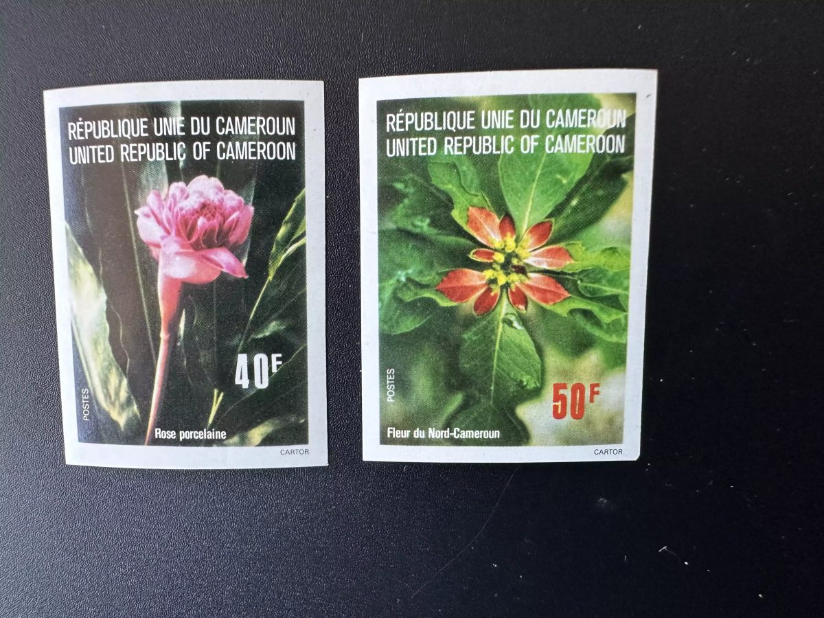 Cameroon 1976 Mi. 819 - 820 IMPERF Flowers pink porcelain North
